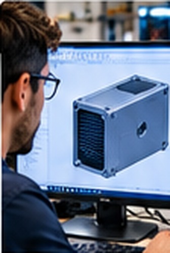 Person reviewing a 3D model in a workshop