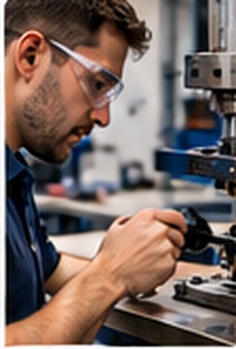 Engineering team working in a workshop