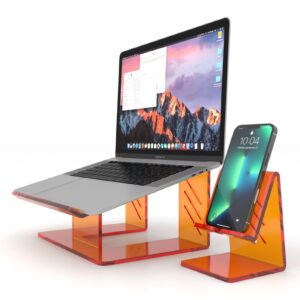 ACRYLIC LAPTOP STAND WITH PHONE STAND AMBER